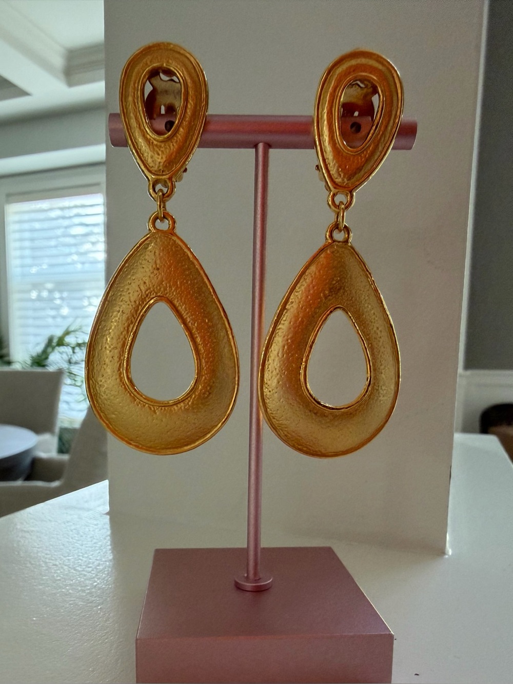 New Dead Stock, 1980’s ~ Matte Gold Tone Clip On Earrings